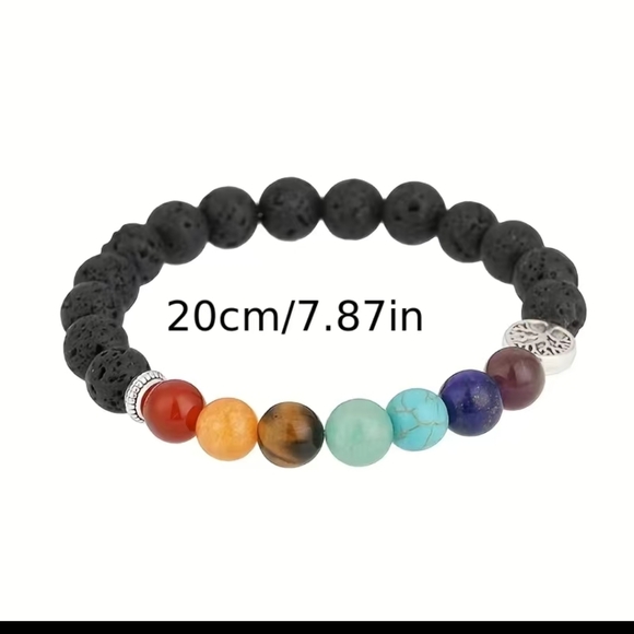 New Unisex Tree Of Life Chakra Oil Lava Bracelet - Picture 5 of 5